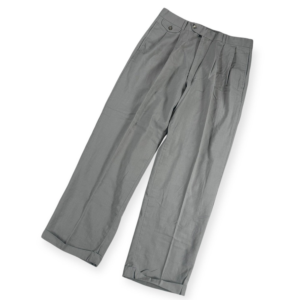 Cordovan & Grey Ltd Mens 33 Pleated Virgin Wool Dress Pants Taupe Grey Cuffed